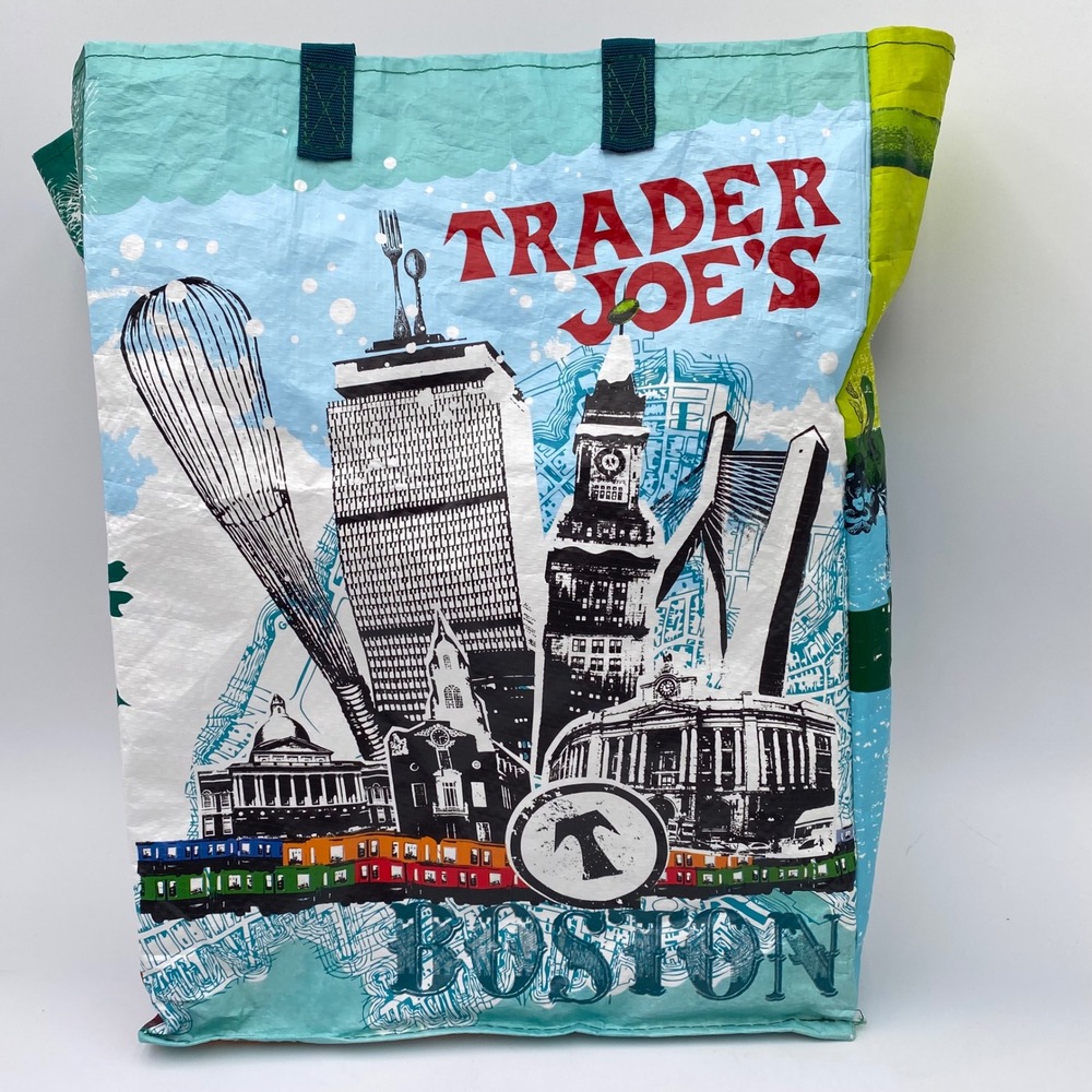 BOSTON Trader Joe's Massachusetts Reusable Tote Bag Large Multi Lobster Grocery